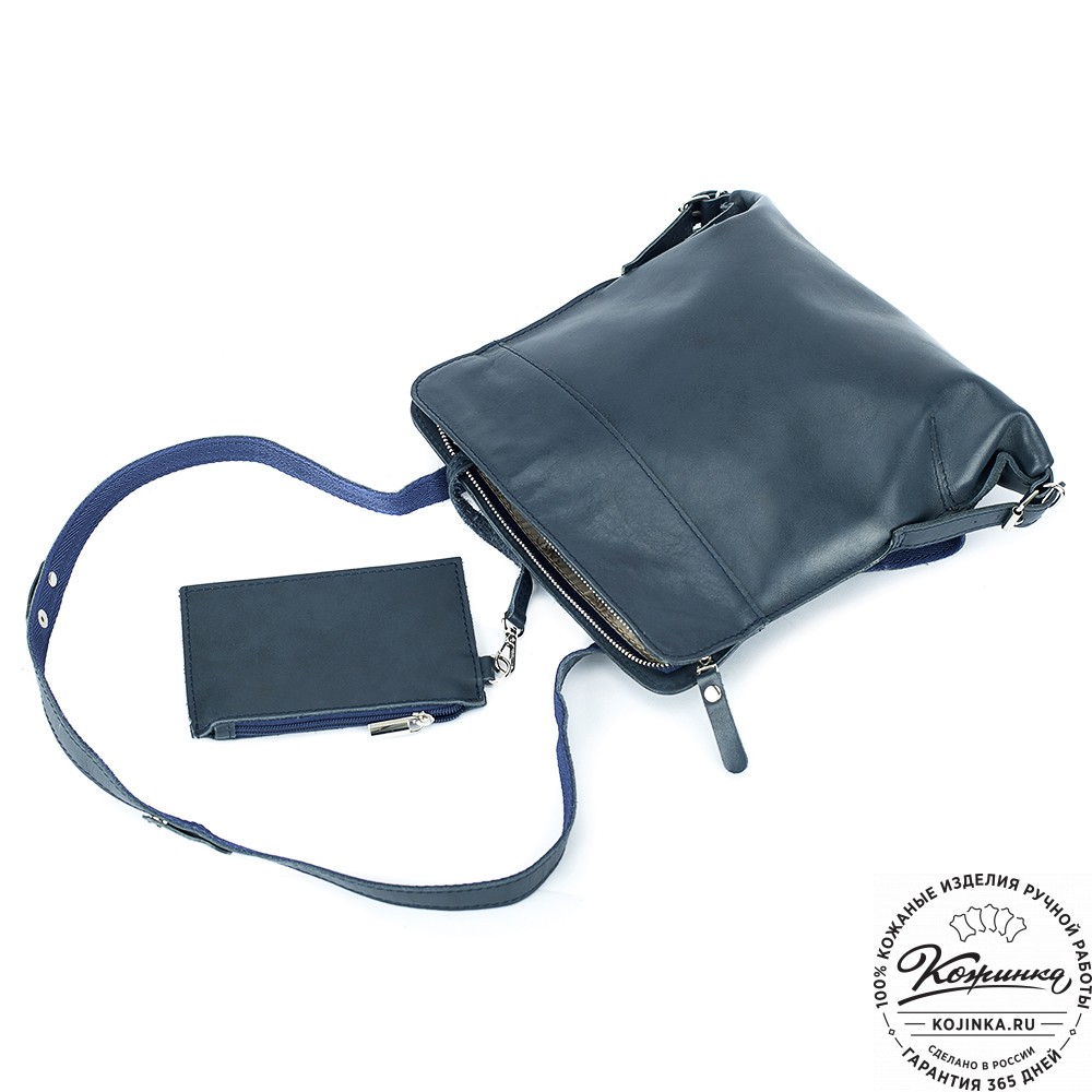 Женский кожаный рюкзак "Салоники" (синий)