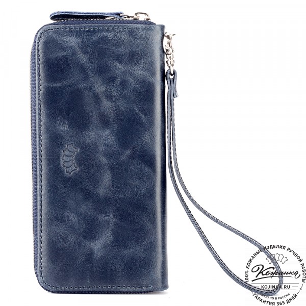 Кожаное портмоне "Амстердам" (синий антик). фото 1