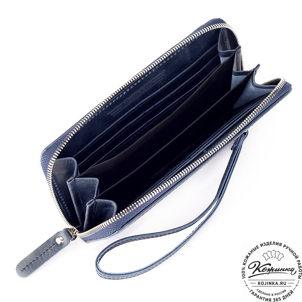 Кожаное портмоне "Амстердам" (синий антик)