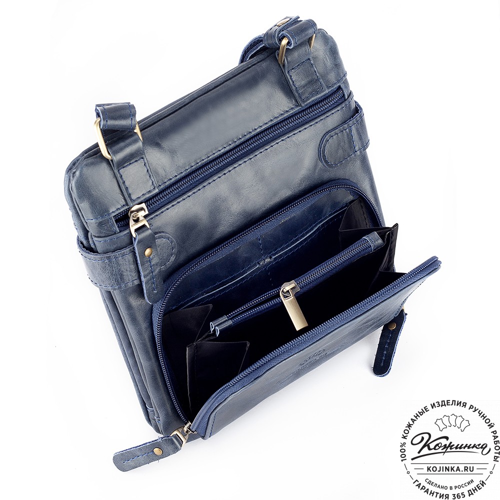 Кожаная сумка "Феликс" (синий антик) 