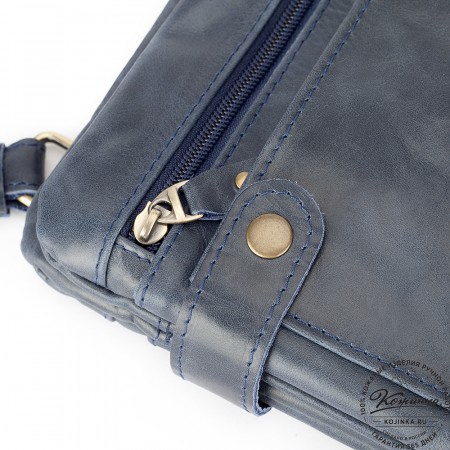 Кожаная сумка "Феликс" (синий антик) 