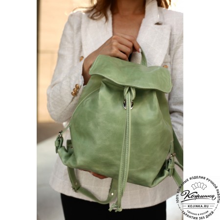  Женский кожаный рюкзак "Паулина" (серый)