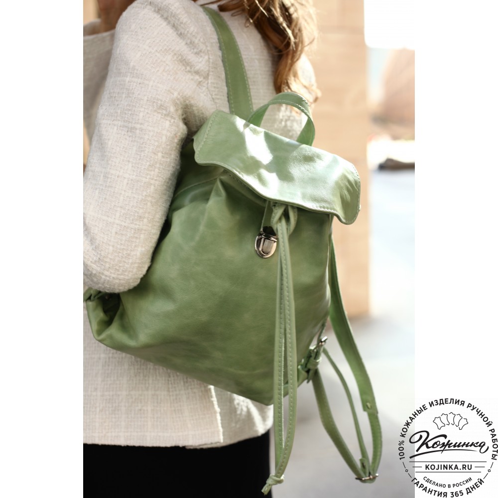  Женский кожаный рюкзак "Паулина" (серый)