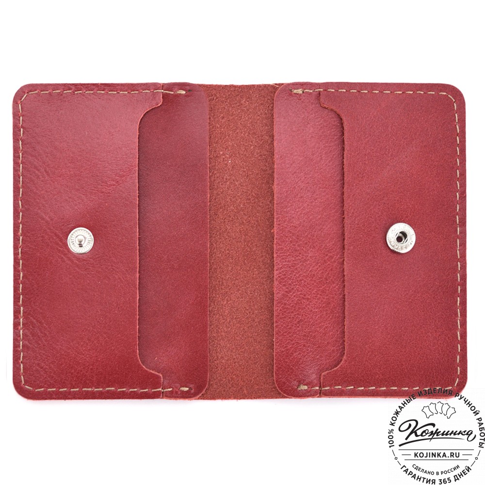  Кожаный футляр для карт "Гретта NEW" (красный)