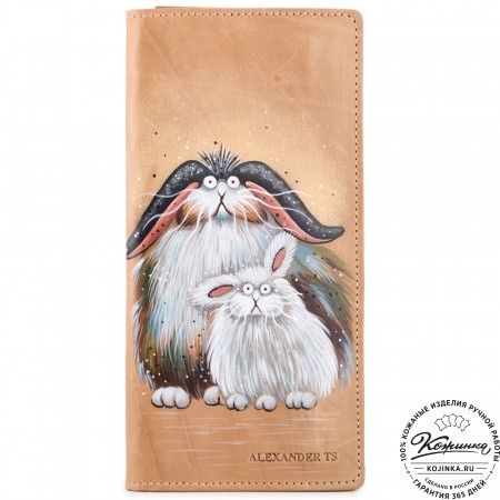 Кожаное портмоне "Монако" "Кролики чудики "