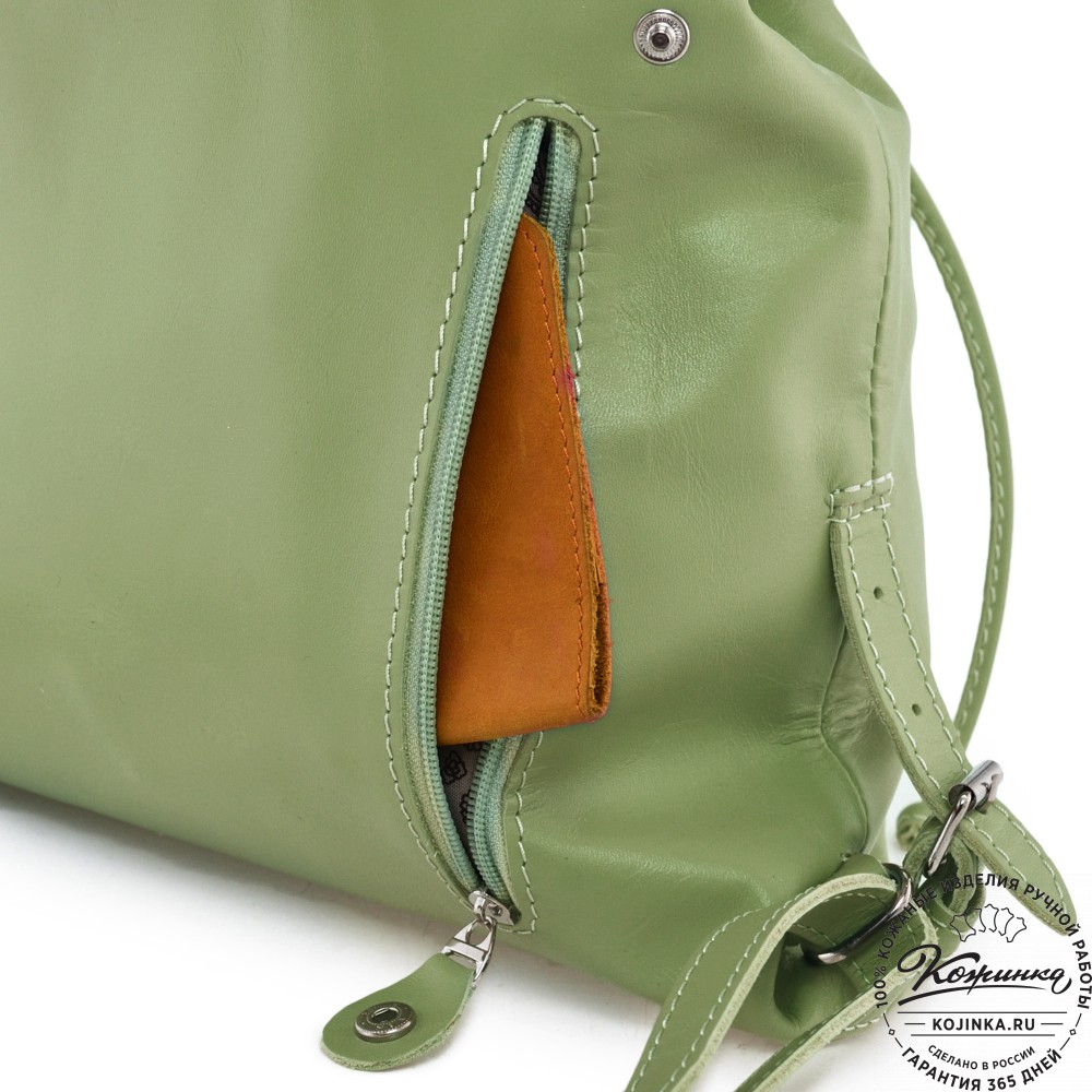  Женский кожаный рюкзак "Паулина" (мята)