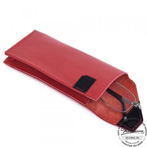  Кожаный футляр для очков "Марокко" (красный) . фото 1
