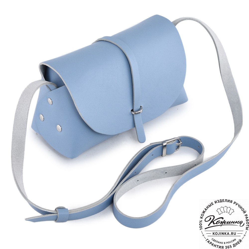  Женская кожаная сумка "Милла макси" (голубая) 