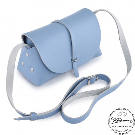  Женская кожаная сумка "Милла макси" (голубая) 