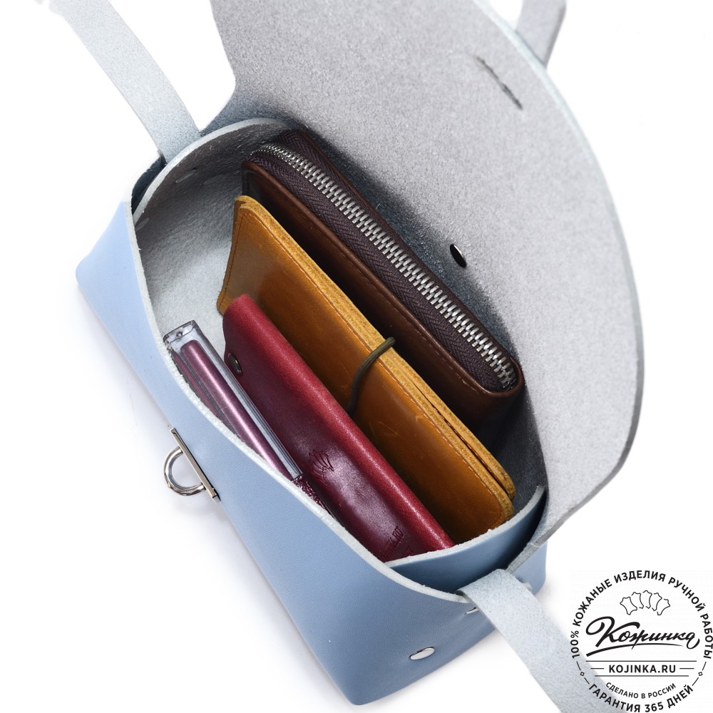  Женская кожаная сумка "Милла макси" (голубая) 