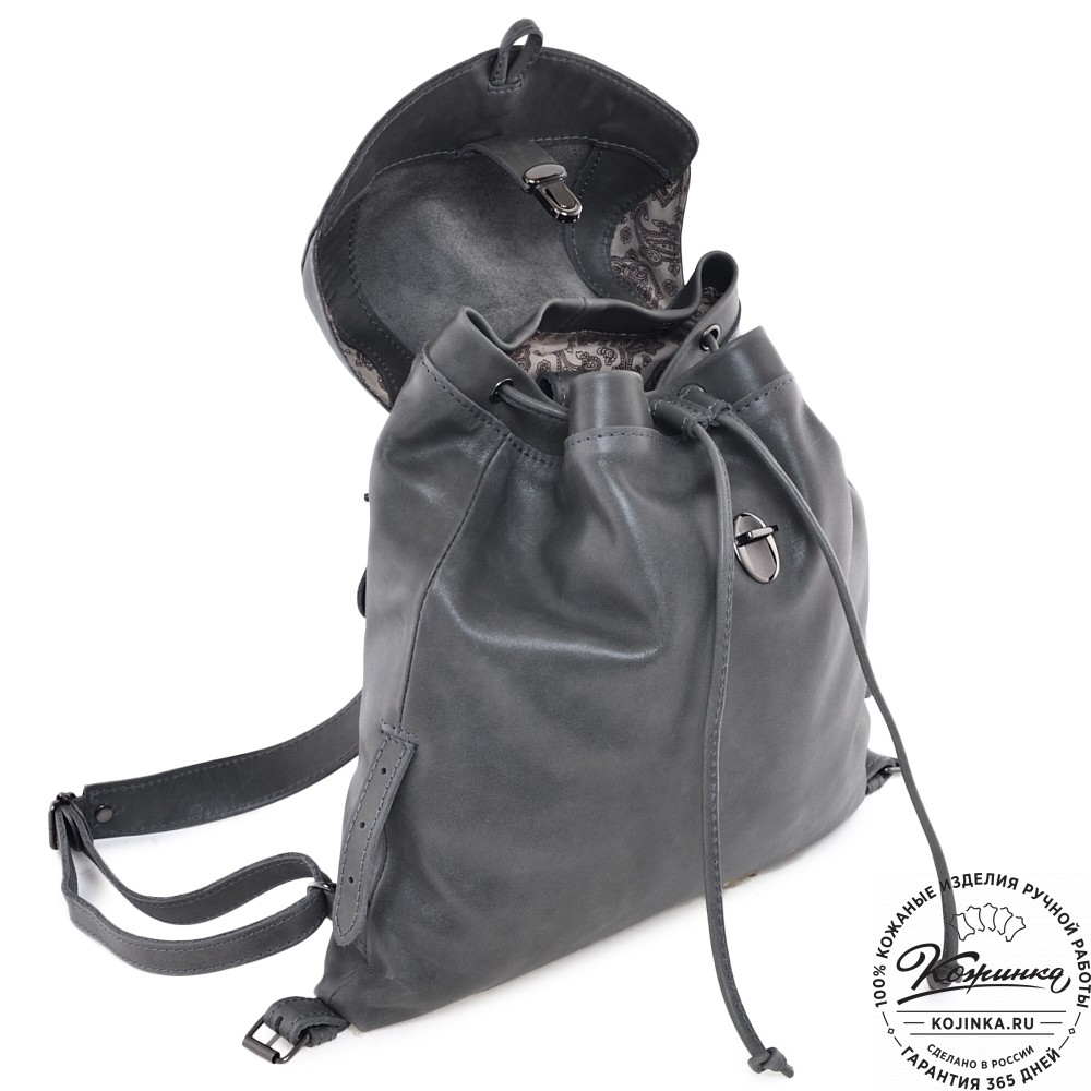  Женский кожаный рюкзак "Паулина" (серый)