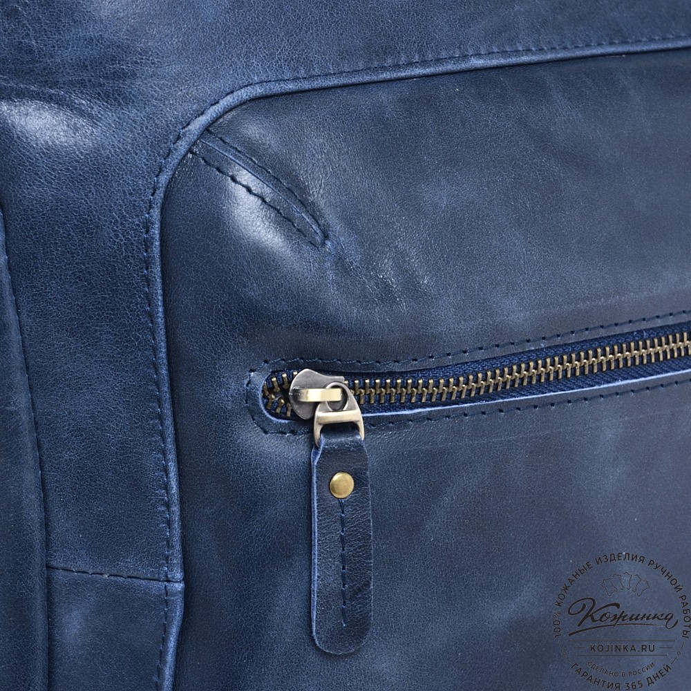  Кожаный рюкзак "Верса" (синий антик) 