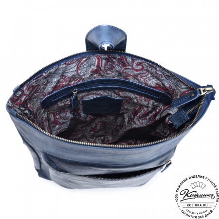  Кожаный рюкзак "Верса" (синий антик) 