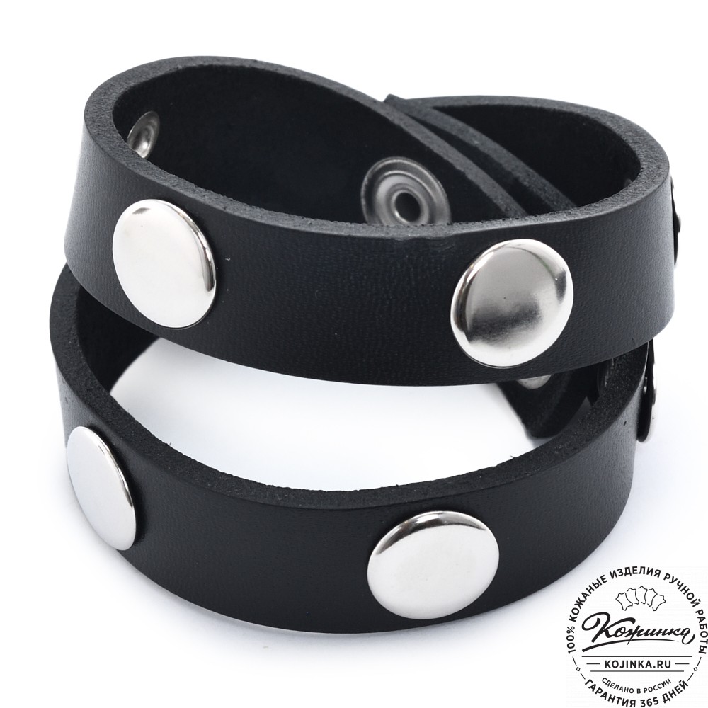  Кожаный браслет "Вегард" (черный) 