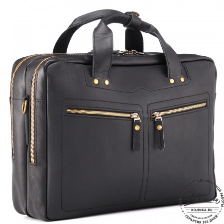 Кожаная мужская сумка-рюкзак "Генри" (чёрная)