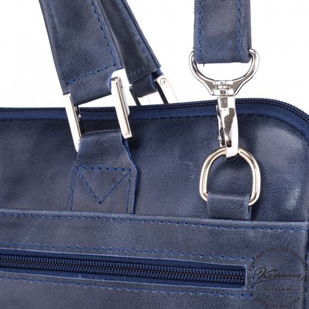 Кожаная деловая сумка "Ральф" (синий антик) 