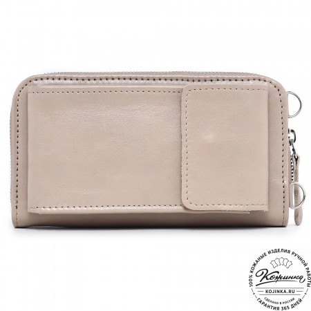  Кожаный клатч "Чукотка" (бежевый гладкая кожа)