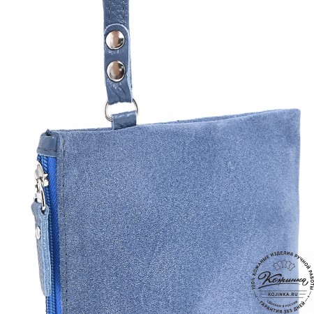  Кожаная косметичка "Флавия" велюр (джинс)