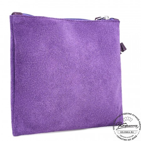  Кожаная косметичка "Флавия" велюр (сирень) 