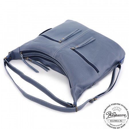  Женская кожаная сумка-трансформер "Ливадия" (джинс) 