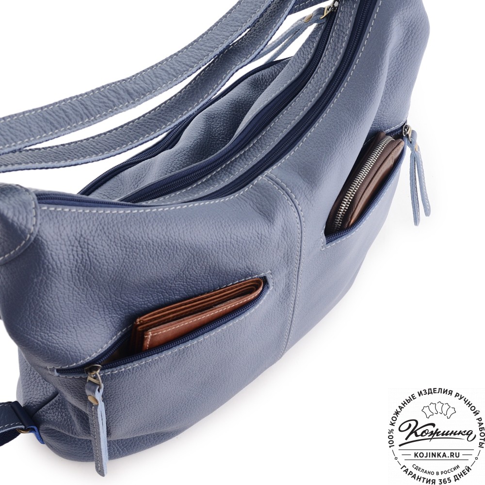  Женская кожаная сумка-трансформер "Ливадия" (джинс) 