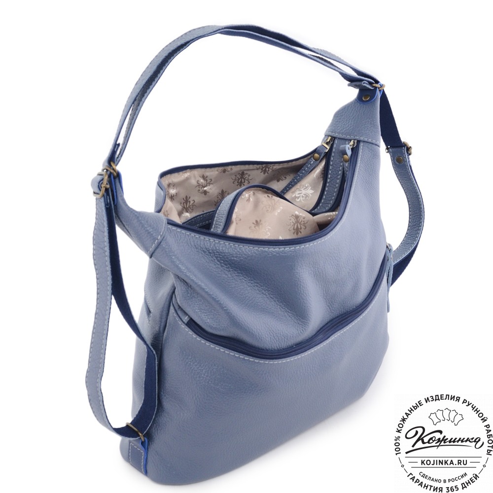  Женская кожаная сумка-трансформер "Ливадия" (джинс) 