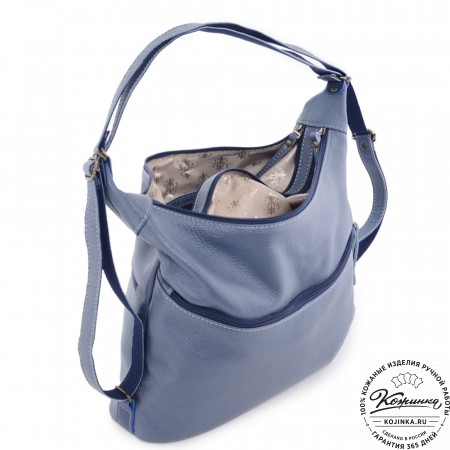  Женская кожаная сумка-трансформер "Ливадия" (джинс) 