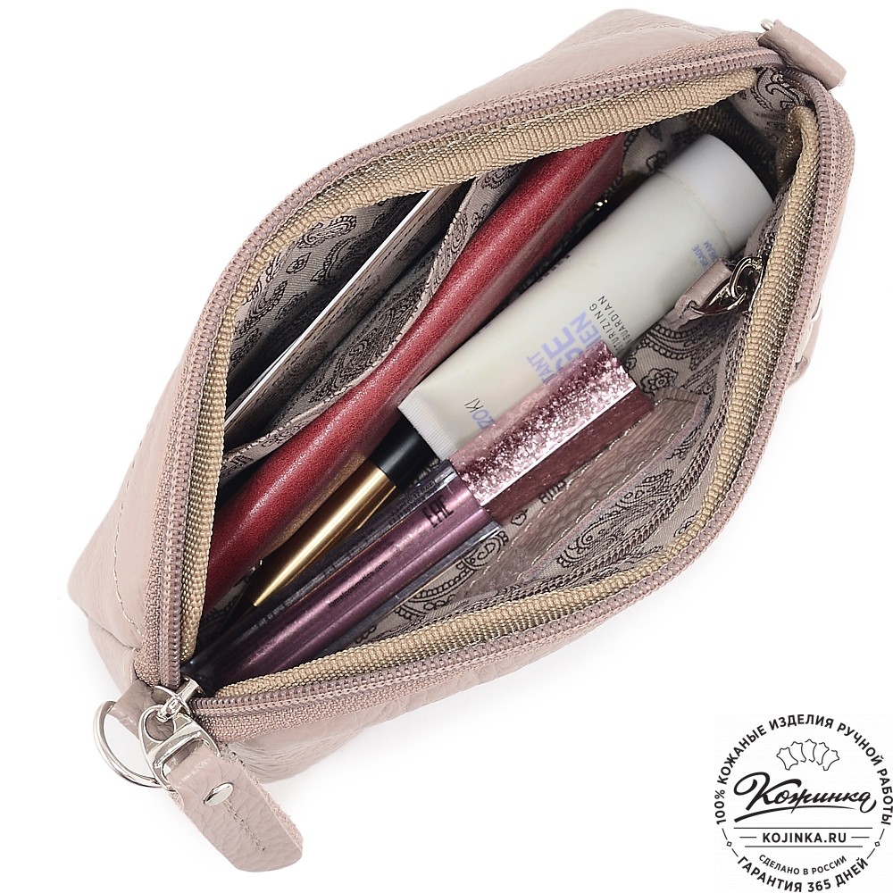  Кожаный клатч "Марта" (пудра)