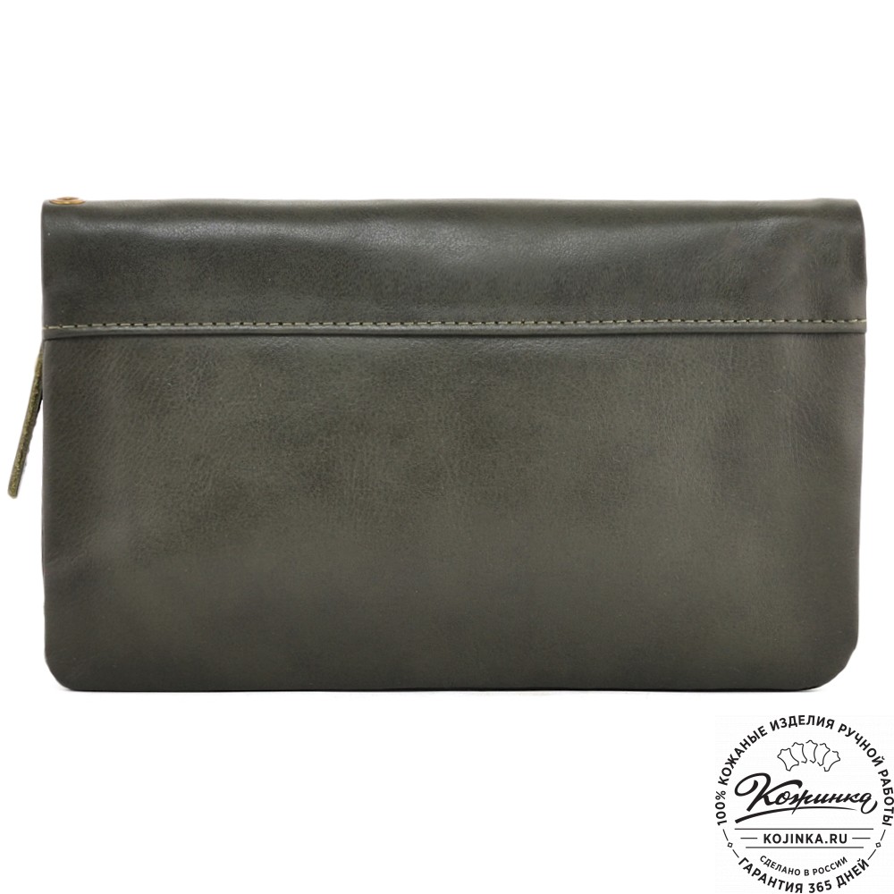  Кожаный клатч "Дарси" (хаки гладкая кожа)