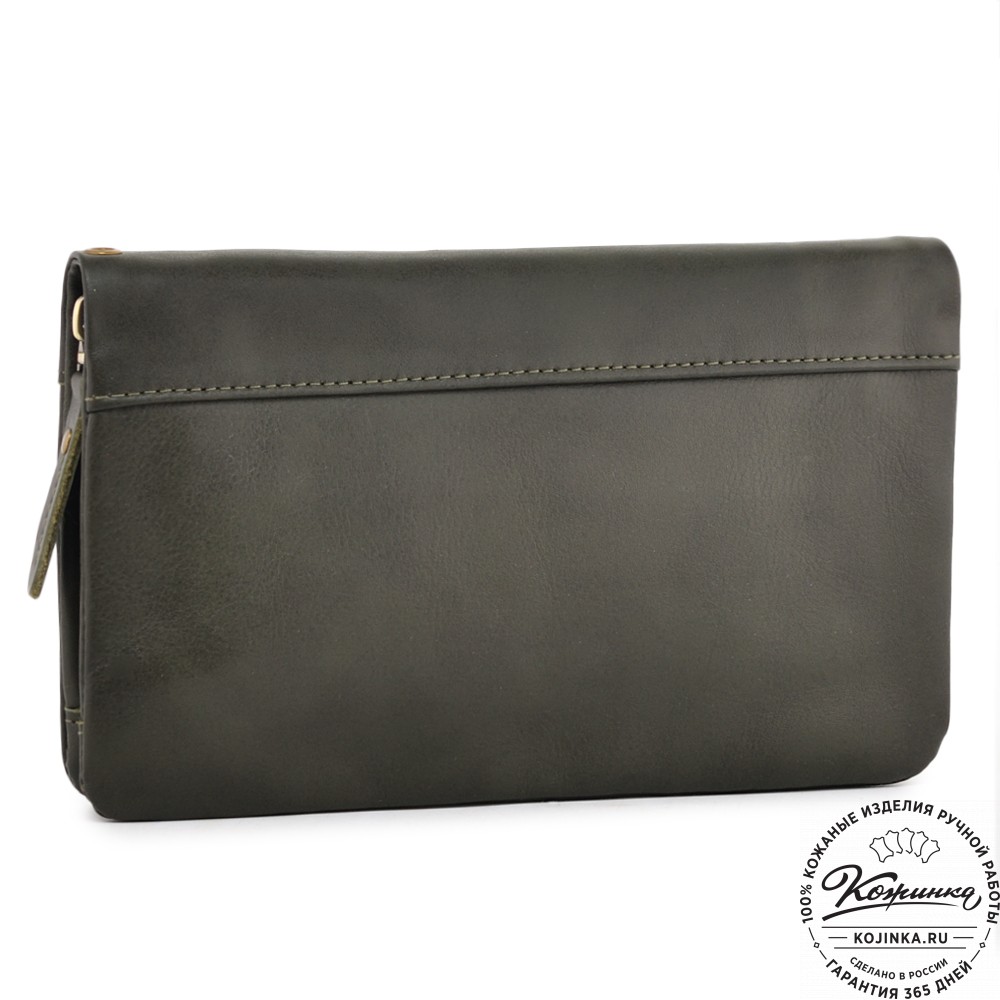  Кожаный клатч "Дарси" (хаки гладкая кожа)