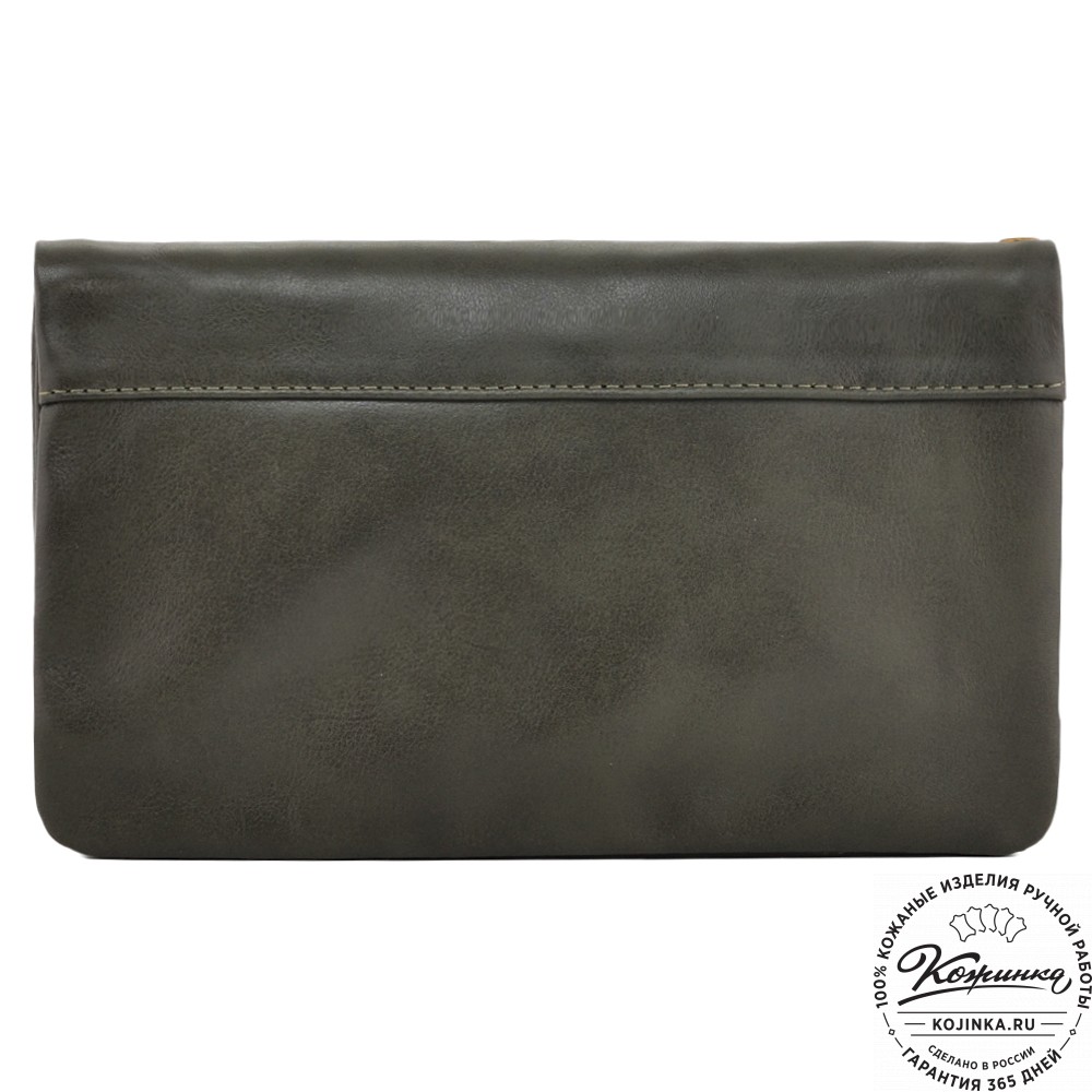  Кожаный клатч "Дарси" (хаки гладкая кожа)