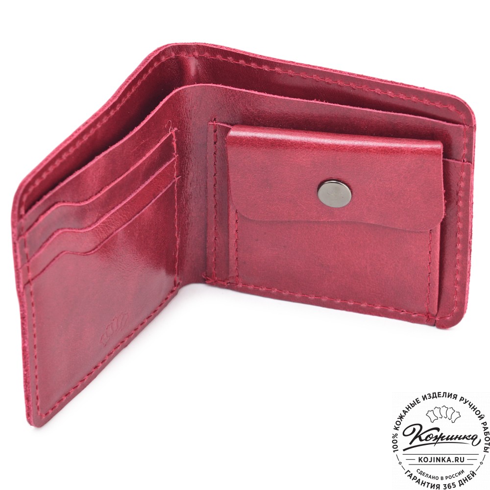  Кожаный бумажник "Рокки" (бордо антик)
