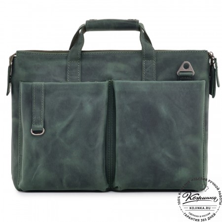  Кожаная деловая сумка "Стюарт" (изумруд)