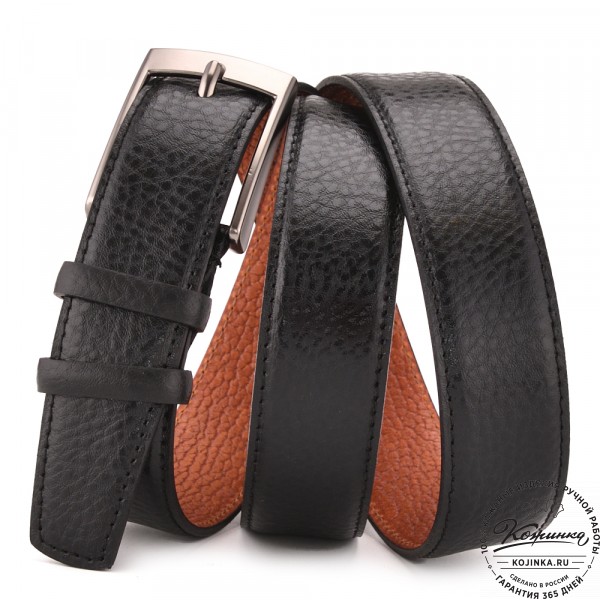 Кожаный ремень  "Сойер" (чёрный). фото 1