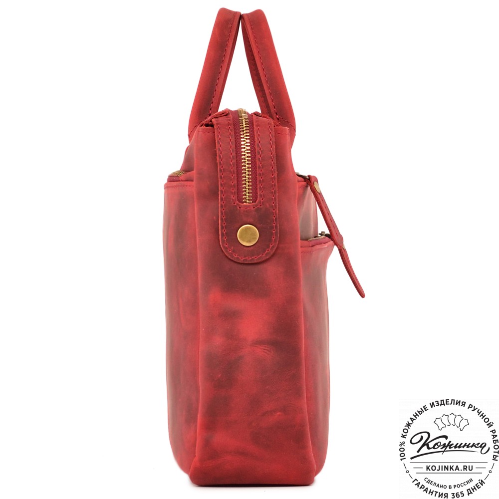  Кожаная деловая сумка "Гранд" (вишня крейзи) 