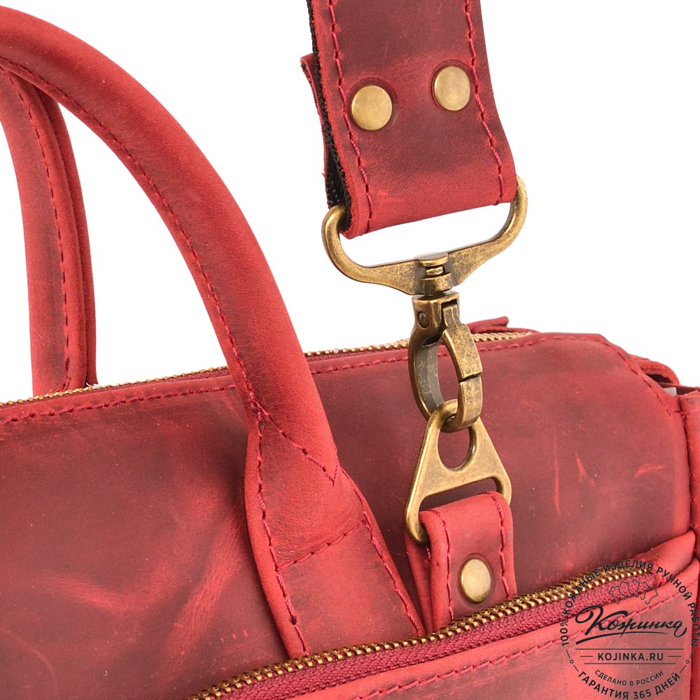  Кожаная деловая сумка "Гранд" (вишня крейзи) 