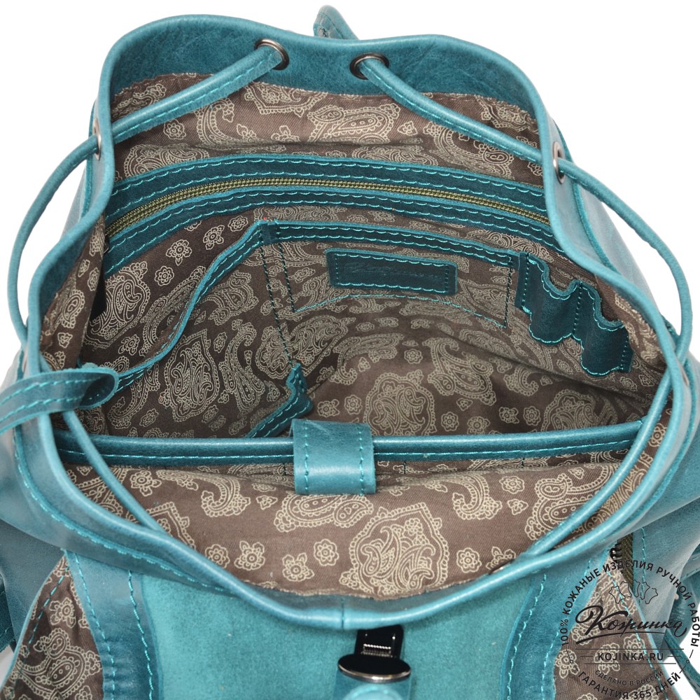  Женский кожаный рюкзак "Паулина" (изумруд) 