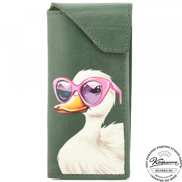 Кожаный футляр для очков "Марокко" "Гусыня в очках". фото 1