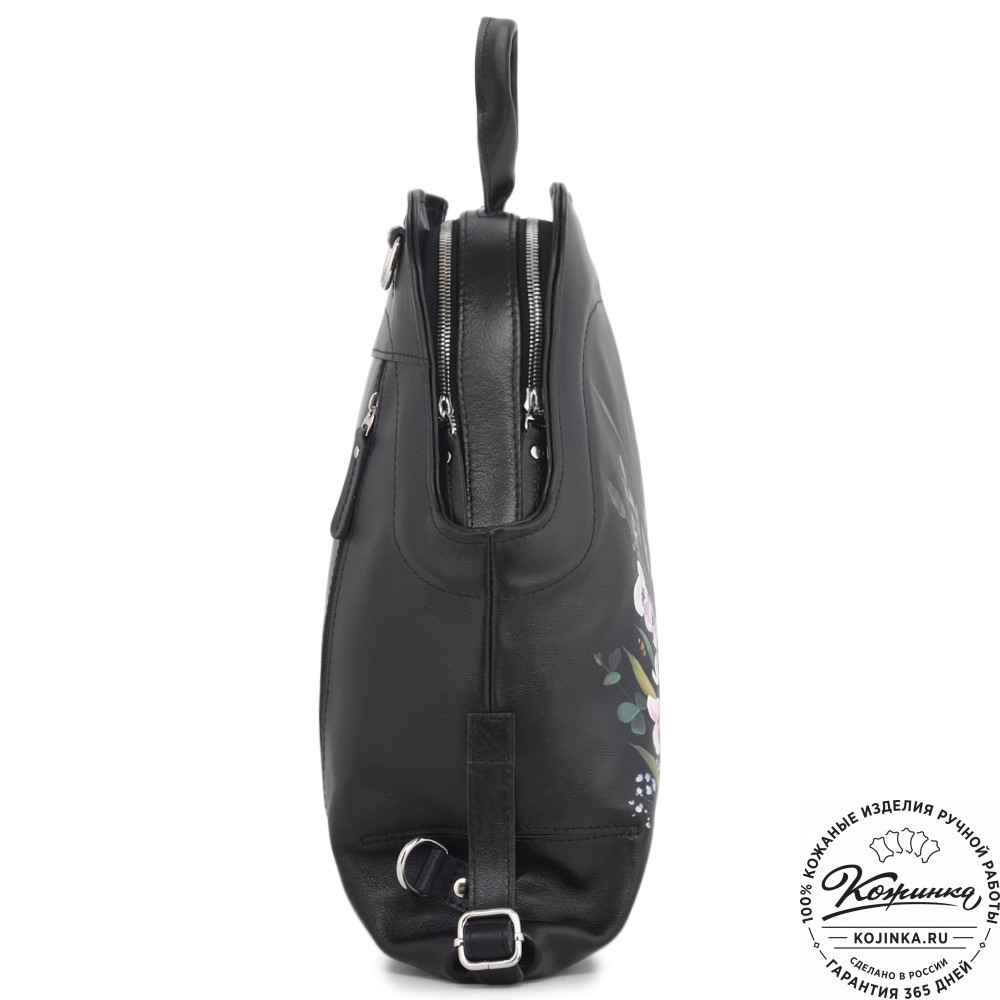 Кожаный рюкзак "Греция" "Летний луг" (черный)
