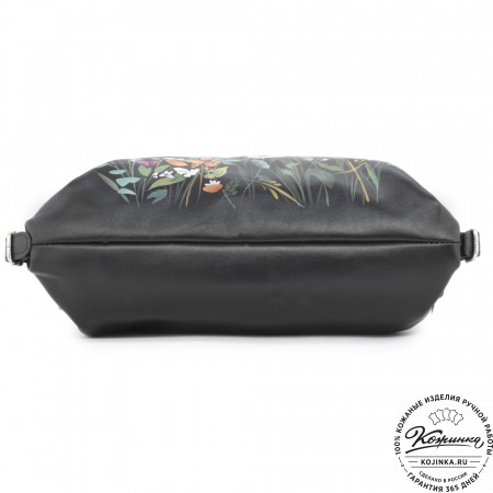 Кожаный рюкзак "Греция" "Летний луг" (черный)