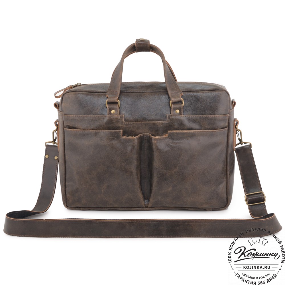 Кожаная мужская сумка "Хантер" (коричневая наппа) 