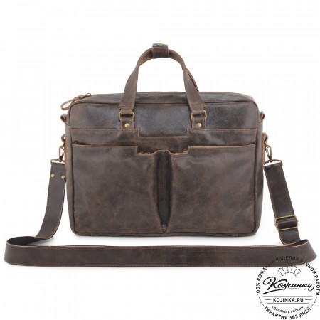 Кожаная мужская сумка "Хантер" (коричневая наппа) 