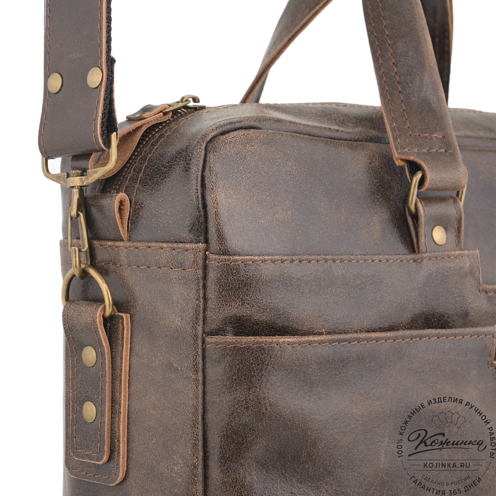 Кожаная мужская сумка "Хантер" (коричневая наппа) 