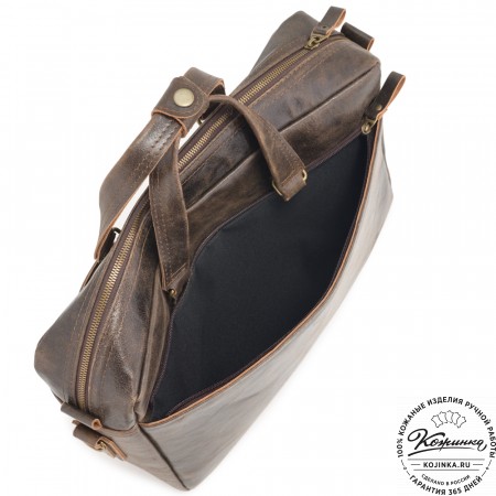 Кожаная мужская сумка "Хантер" (коричневая наппа) 