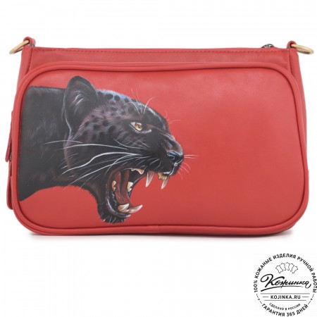 Женская кожаная сумка "Эмма" "Пантера" (красный)