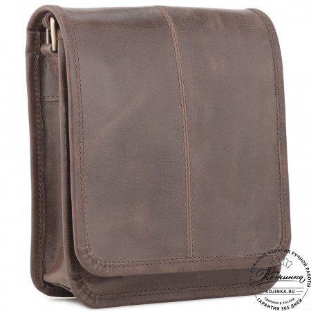 Кожаная сумка через плечо "Митчел мини" (темно-коричневая антик)