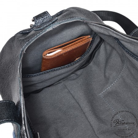  Кожаная сумка "Тайлер" (глянец черный)