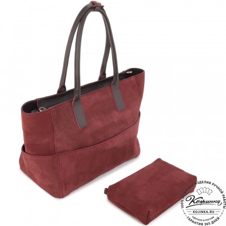 Кожаная косметичка "Лорен" (бордо)