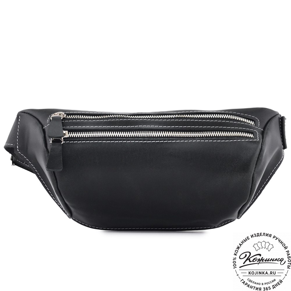 Кожаная сумка на пояс "Марио" (черный)