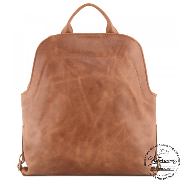 Кожаный рюкзак "Греция" (рыжий антик). фото 1